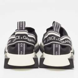 Pre Owned Dolce & Gabbana Black Knit Fabric Sorrento Sneakers Size 38