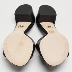 Pre Owned Dolce & Gabbana Black Leather DG Cut Out Slide Sandals Size 37