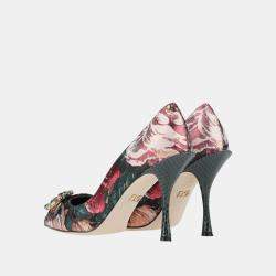 Pre Owned Dolce & Gabbana Snakeskin and Brocade Fabric Pumps Size 35.5