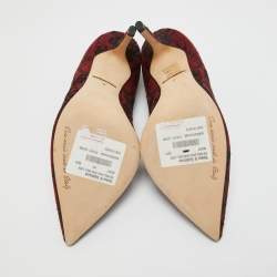 Pre Owned Dolce & Gabbana Black/Dark Red Lace and Suede Pointed Toe Pumps Size 37