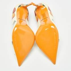 Pre Owned Dolce & Gabbana Tricolor Printed Patent Leather Pointed Toe Pumps Size 37.5