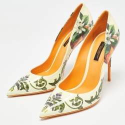 Pre Owned Dolce & Gabbana Tricolor Printed Patent Leather Pointed Toe Pumps Size 37.5