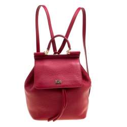 Dolce and Gabbana Red Leather Sicily Backpack