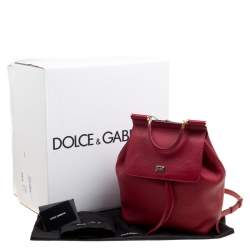 Dolce and Gabbana Red Leather Sicily Backpack
