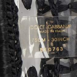 Pre Owned Dolce & Gabbana Black/Transparent PVC and Straw Buckle Belt 75CM