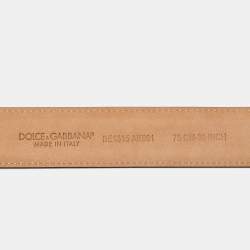 Pre Owned Dolce & Gabbana Burgundy Leather Devotion Belt 75 CM