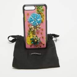 Dolce & Gabbana Multicolor Fruit Print Leather Crystal Embellished iPhone 7 Plus Case