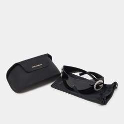 Pre Owned Dolce & Gabbana Black/Grey DG2298 Crystal Embellished DG Shield Sunglasses
