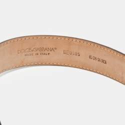 Pre Owned Dolce & Gabbana Black Leather Logo Buckle Belt 85CM