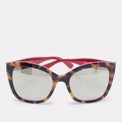 Pre Owned Dolce & Gabbana Tortoise Brown Mirrored DG 4240 Butterfly Sunglasses