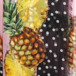 Pre Owned Dolce & Gabbana Pink Pineapple Print Silk Scarf 