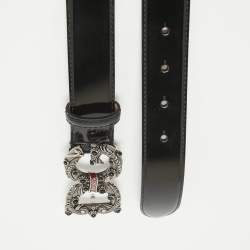 Pre Owned Dolce & Gabbana Black Patent Leather DG Amore Logo Belt 85CM
