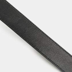 Pre Owned Dolce & Gabbana Black Lizard Embossed Leather Floral Crystals Buckle Belt 80CM