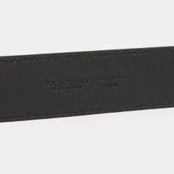 Pre Owned Dolce & Gabbana Black Lizard Embossed Leather Floral Crystals Buckle Belt 80CM