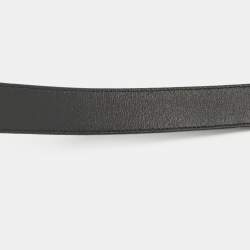 Pre Owned Dolce & Gabbana Black Lizard Embossed Leather Floral Crystals Buckle Belt 80CM