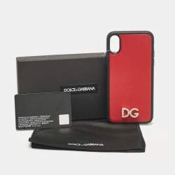 Dolce & Gabbana Red/Black DG Logo Crystals iPhone X Case 