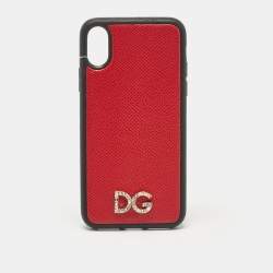 Dolce & Gabbana Red/Black DG Logo Crystals iPhone X Case 