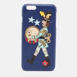 Dolce & Gabbana Blue Leather Nut Cracker Embellished iPhone 6 Case 