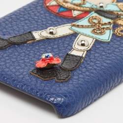 Dolce & Gabbana Blue Leather Nut Cracker Embellished iPhone 6 Case 