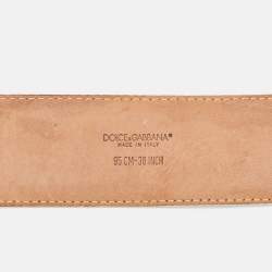 Dolce & Gabbana White Leather DG Logo Buckle Belt 95CM