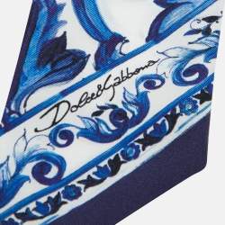 Pre Owned Dolce & Gabbana Blue Majolica Print Silk Head Scarf