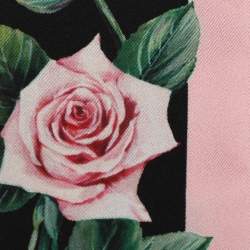 Pre Owned Dolce & Gabbana Pink Rose Print Silk Bandeau Scarf