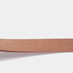 Pre Owned Dolce & Gabbana Red Patent Leather Logo Plaque Belt 75 CM