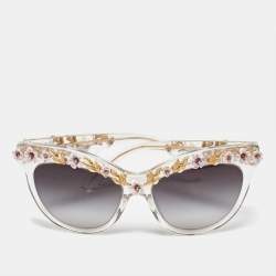 Pre Owned Dolce & Gabbana Grey Gradient DG4232 Flower Motif Cat-Eye Sunglasses