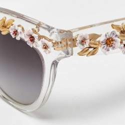 Pre Owned Dolce & Gabbana Grey Gradient DG4232 Flower Motif Cat-Eye Sunglasses