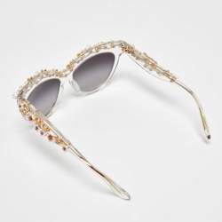 Pre Owned Dolce & Gabbana Grey Gradient DG4232 Flower Motif Cat-Eye Sunglasses
