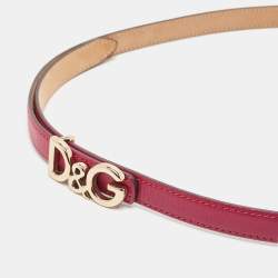Pre Owned Dolce & Gabbana Magenta Pink Leather D&G Logo Belt 105CM