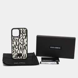 Dolce & Gabbana Black/White Graffiti Dauphine Leather iPhone 12/12 Pro Case
