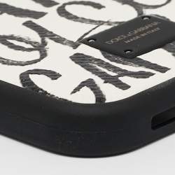 Dolce & Gabbana Black/White Graffiti Dauphine Leather iPhone 12/12 Pro Case