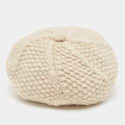 Dolce & Gabbana Beige Crochet Virgin Wool Beret Cap Size 58