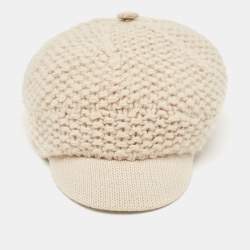 Dolce & Gabbana Beige Crochet Virgin Wool Beret Cap Size 58