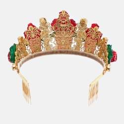Dolce & Gabbana Crystal Composite Geranium Filigree Diadem Tiara Crown 
