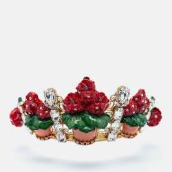 Dolce & Gabbana Crystal Composite Geranium Filigree Diadem Tiara Crown 