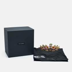 Pre Owned Dolce & Gabbana Gold Tone Flower & Crystal Embellished Tiara