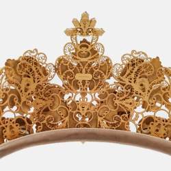 Pre Owned Dolce & Gabbana Gold Tone Resin Beetle & Crystal Embellished Tiara