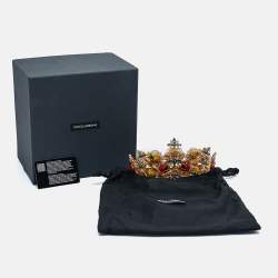 Pre Owned Dolce & Gabbana Gold Tone Resin Beetle & Crystal Embellished Tiara