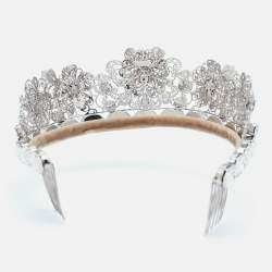 Pre Owned Dolce & Gabbana Silver Tone Crystal Embellished Tiara