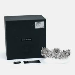 Pre Owned Dolce & Gabbana Silver Tone Crystal Embellished Tiara