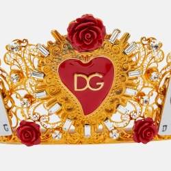 Dolce & Gabbana Gold Tone Resin Heart & Crystal Embellished Tiara