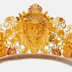 Dolce & Gabbana Gold Tone Resin Heart & Crystal Embellished Tiara