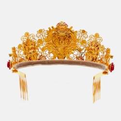 Dolce & Gabbana Gold Tone Resin Heart & Crystal Embellished Tiara
