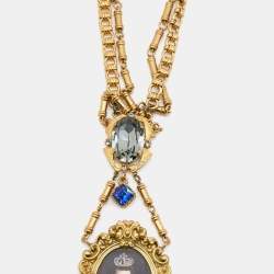 Dolce & Gabbana Composite Painting Crystals Gold  Tone Necklace
