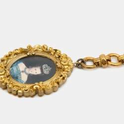 Dolce & Gabbana Composite Painting Crystals Gold  Tone Necklace