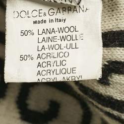 Dolce & Gabbana Black/White DG Wool Knit Scarf 