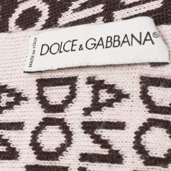 Dolce & Gabbana Brown/Pink Monogram Knit Scarf 
