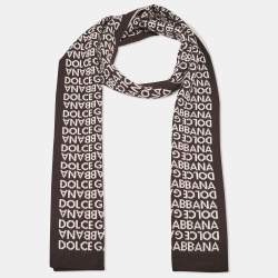 Dolce & Gabbana Brown/Pink Monogram Knit Scarf 
